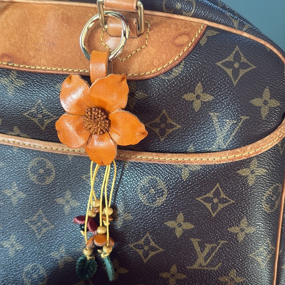 Floral Keychain with Orange Flower and Beads